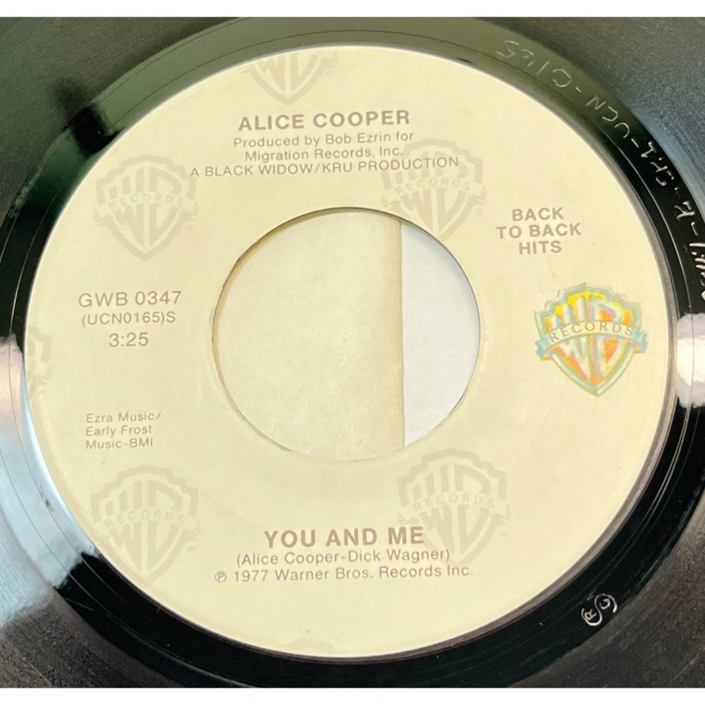 Alice Cooper You and Me / I Never Cry 45 Rock 1977 Warner Bros 0347
